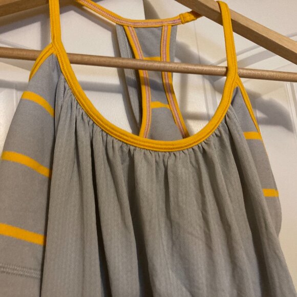 Lululemon No Limits Tank Silver Spoon / Pop Stripe Heathered Light Grey 8 Layer - Picture 2 of 3